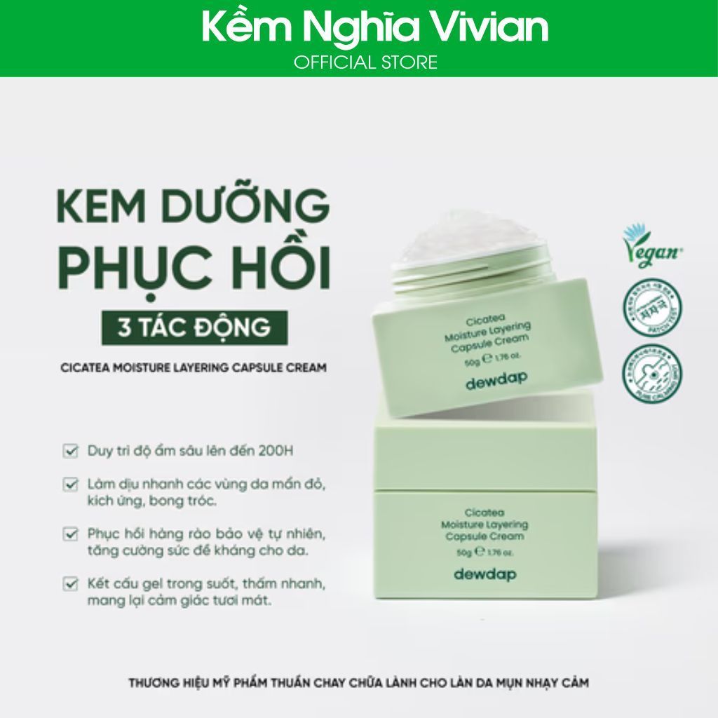  Kem dưỡng 3 tác động cấp ẩm, phục hồi cho da mụn, nhạy cảm Dewdap 50g 