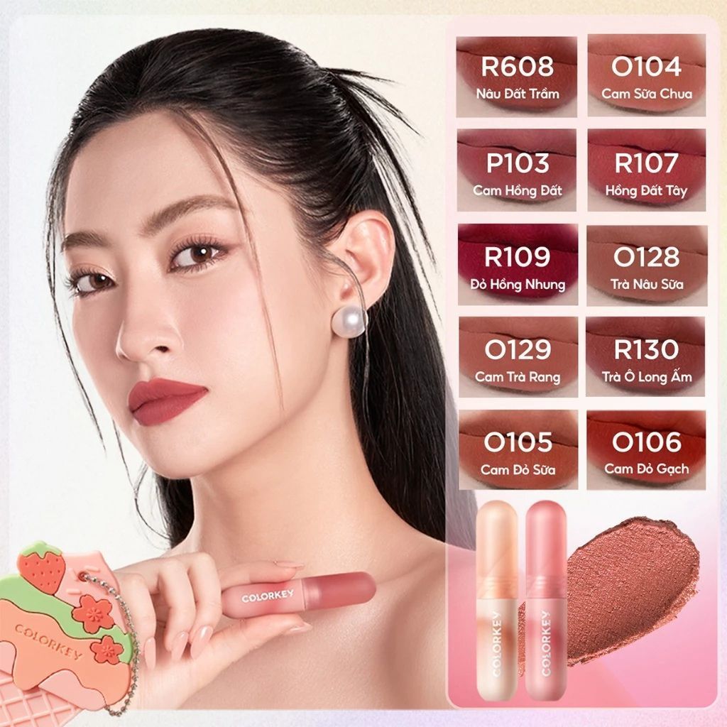  Son Kem Bùn COLORKEY Lip Mud Chất Son Mềm Mịn Che Vân Môi Tốt, Màu Sắc Thời Thượng 2g 