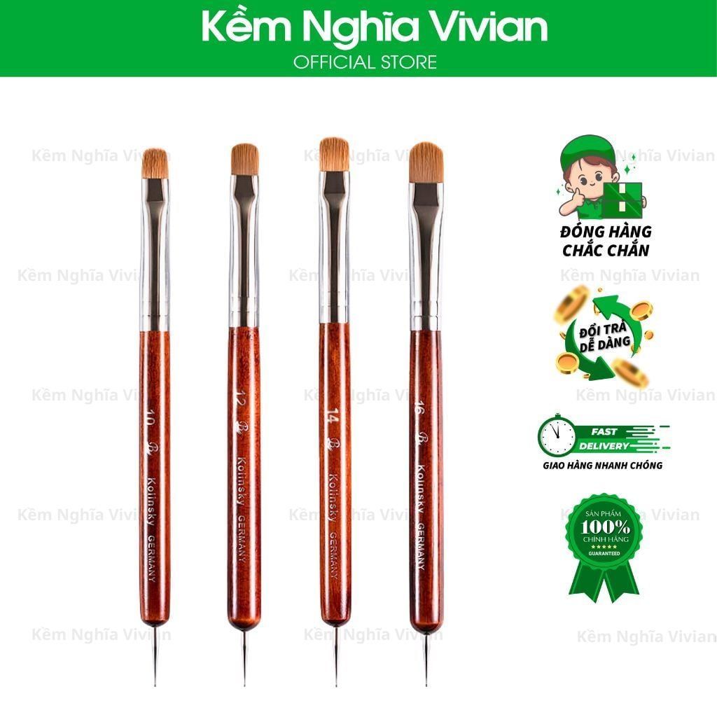  Cọ french nail cán nâu chấm bi BW-8, 10, 12, 14, 16 