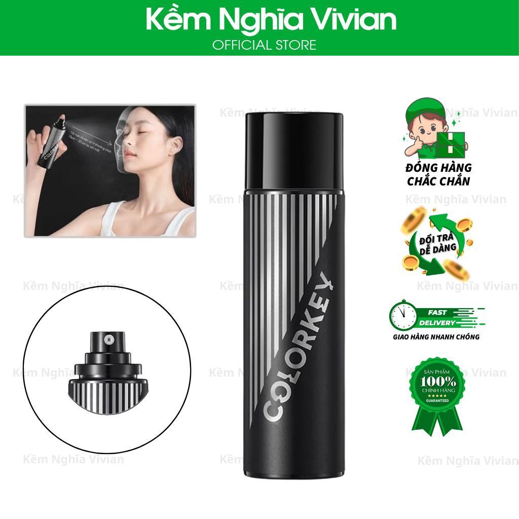  Xịt Khóa Đen COLORKEY Tia Sương Mềm Mại Giúp Khóa Chặt Lớp Trang Điểm Phù Hợp Mọi Loại Da 100ml 
