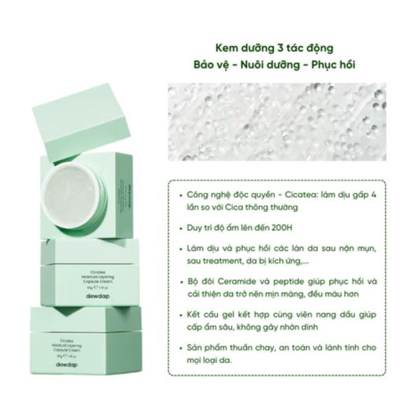  Kem dưỡng 3 tác động cấp ẩm, phục hồi cho da mụn, nhạy cảm Dewdap 50g 