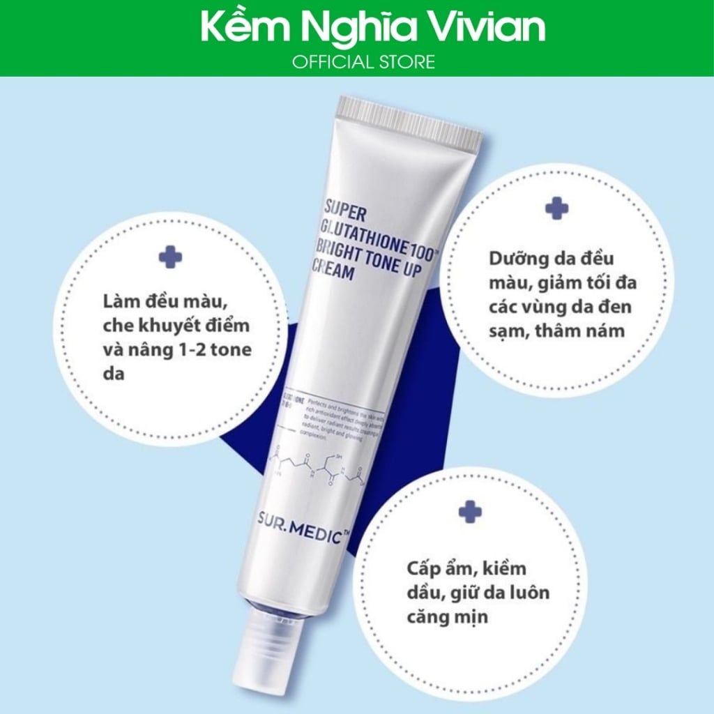 Kem dưỡng trắng nâng tone Glutathione 100 Sur.Medic 40ml (MP9104) 