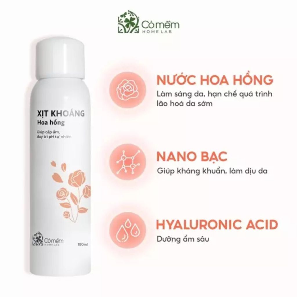  Xịt Khoáng Hoa Hồng Cỏ Mềm 180ml 