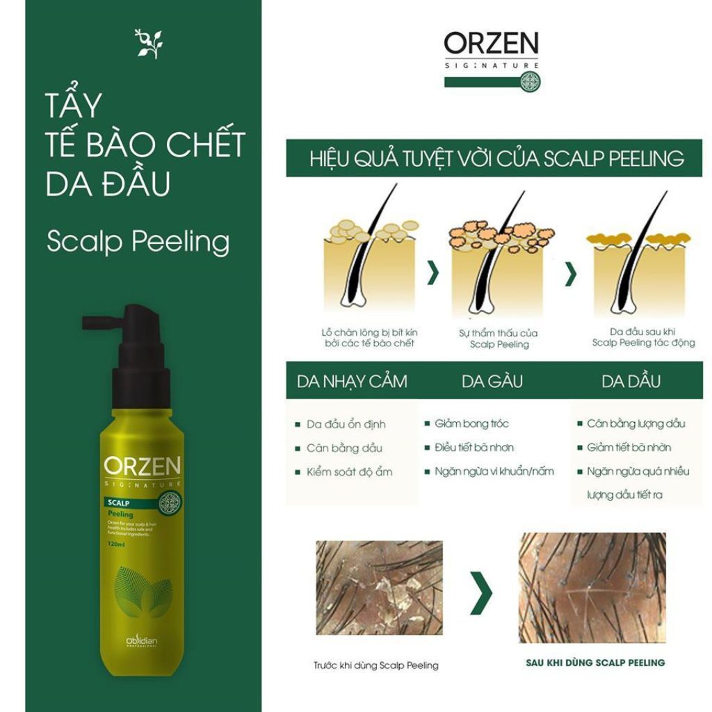  Tẩy tế bào chết cho da đầu Obsidian Orzen 120ml 