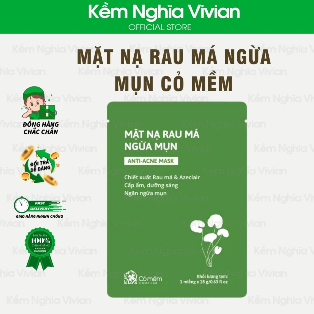  Mặt nạ Rau Má ngừa mụn Cỏ Mềm (MP9584) 