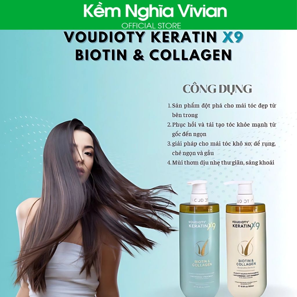  Gội xả phục hồi Voudioty Keratin X9 Biotin & Collagen 500ml (MP8979) 