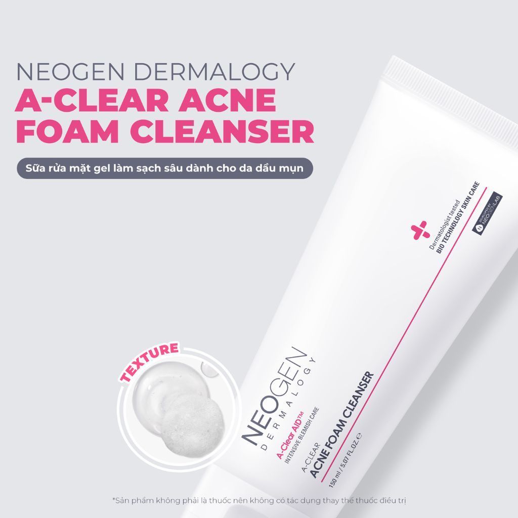  Sữa Rửa Mặt Cho Da Dầu Mụn Neogen Dermalogy A-Clear Acne 150ml 
