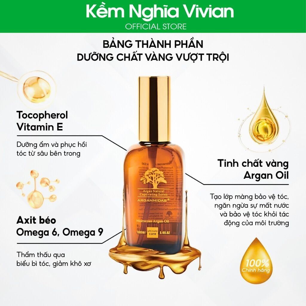  Tinh dầu dưỡng phục hồi tóc chuyên sâu Arganmidas Argan Oil 50ml - 100ml 