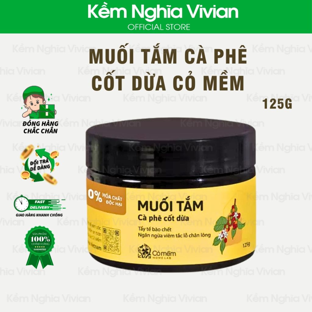  Muối tắm Cà phê Cốt Dừa Cỏ Mềm 125g/250g 