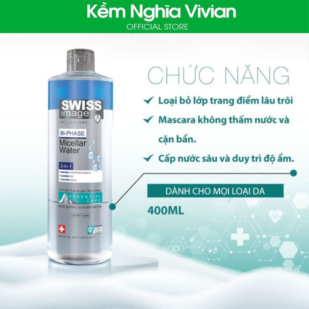  Nước tẩy trang 3in1 sạch sâu Swiss Image 400ml 