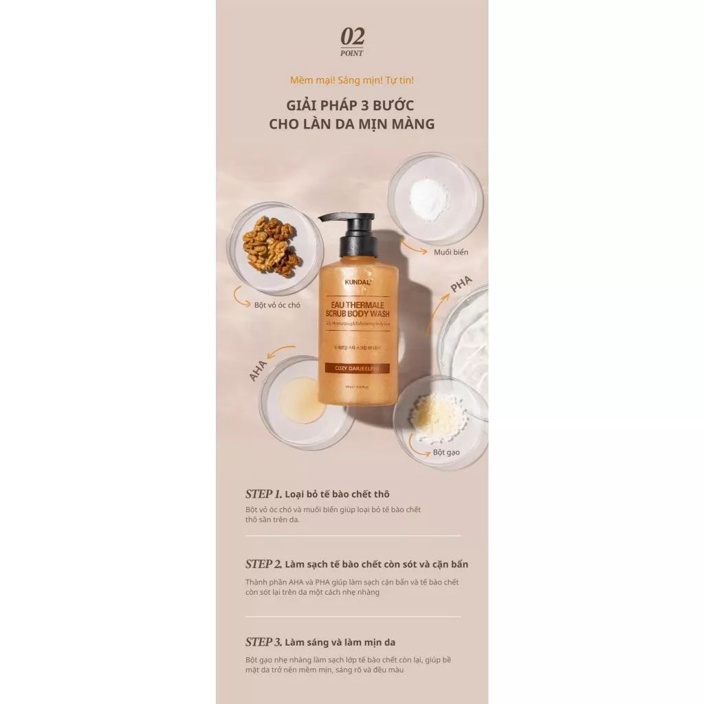  Sữa tắm tẩy tế bào chết Kundal Eau Thermale 500ml 