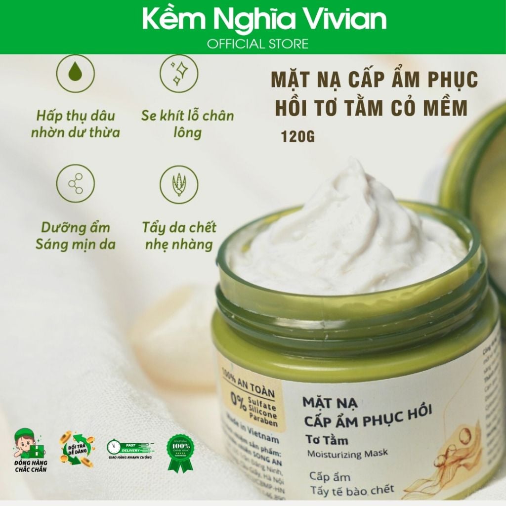  Mặt nạ cấp ẩm phục hồi Tơ Tằm Cỏ Mềm 120g 
