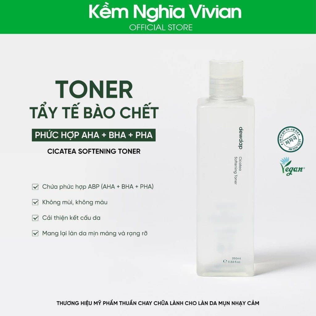  Toner tẩy tế bào chết phức hợp AHA+BHA+PHA cấp ẩm dịu da Dewdap 350ml 