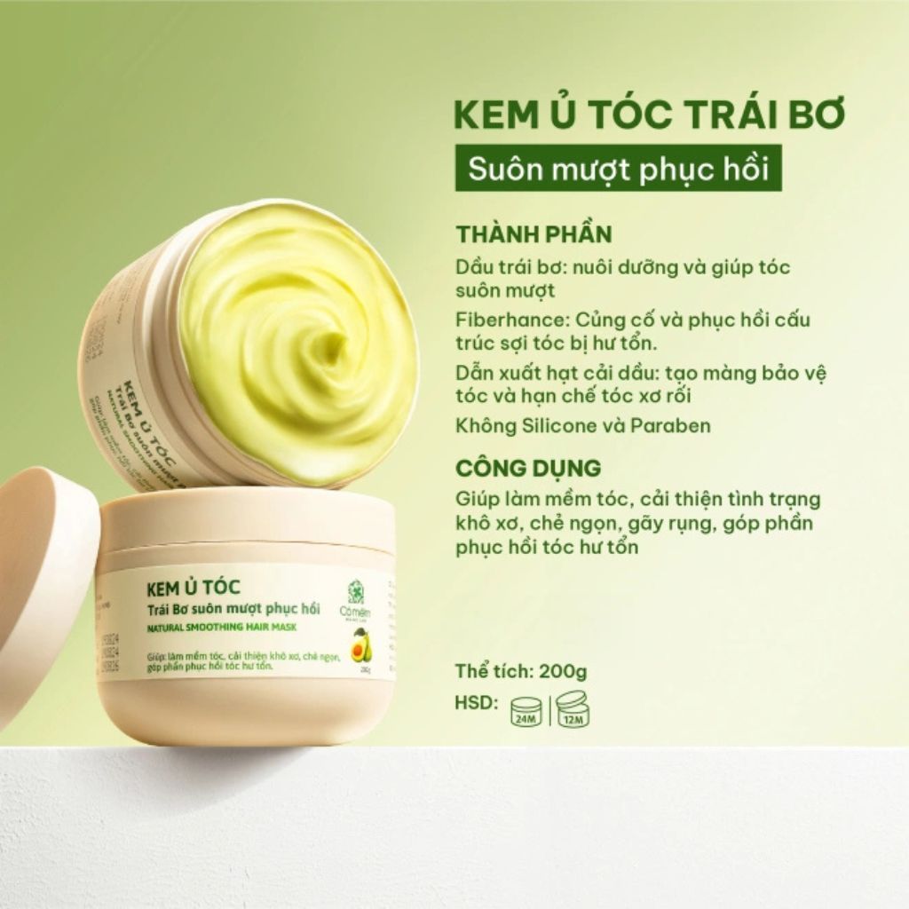  Kem Ủ Tóc Trái Bơ Suôn Mượt Phục Hồi Cỏ Mềm 100g-200g 