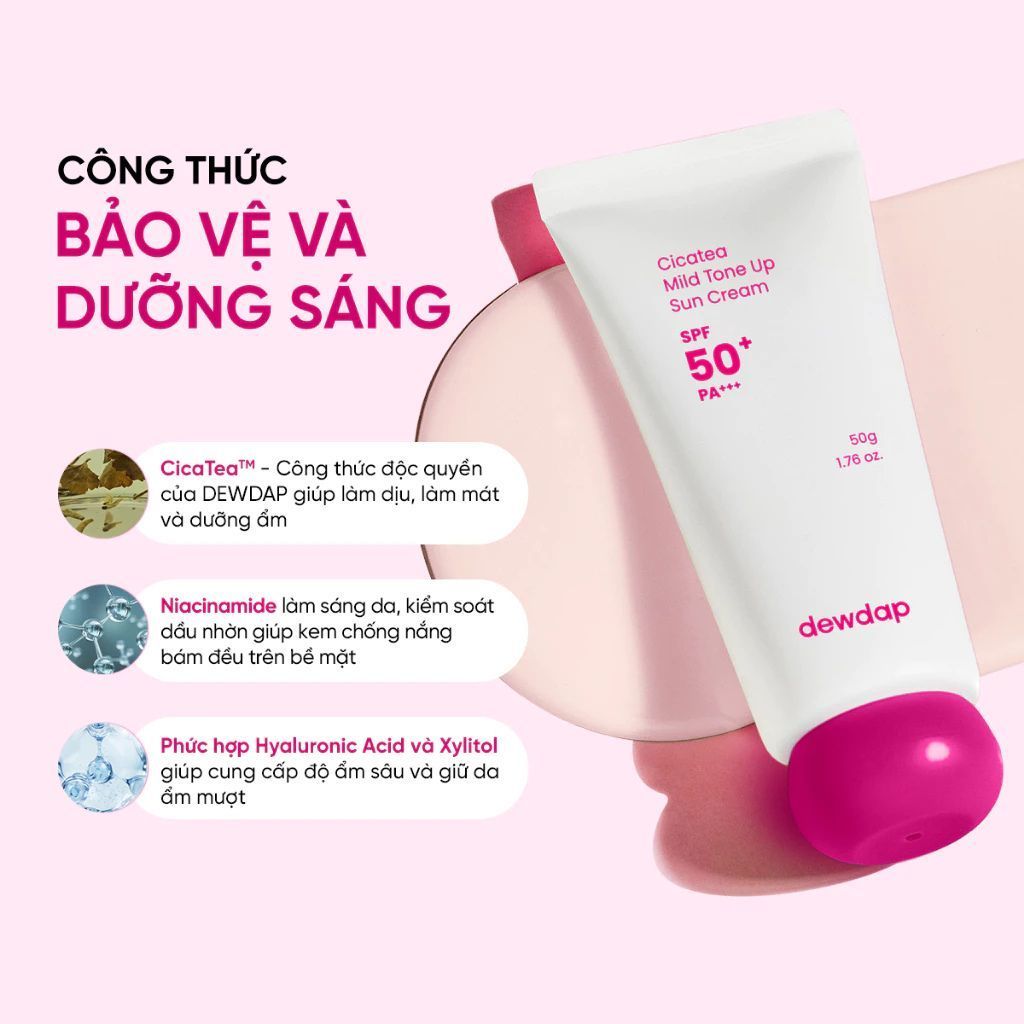  Kem chống nắng nâng tone cho da mụn, nhạy cảm Dewdap 50g 