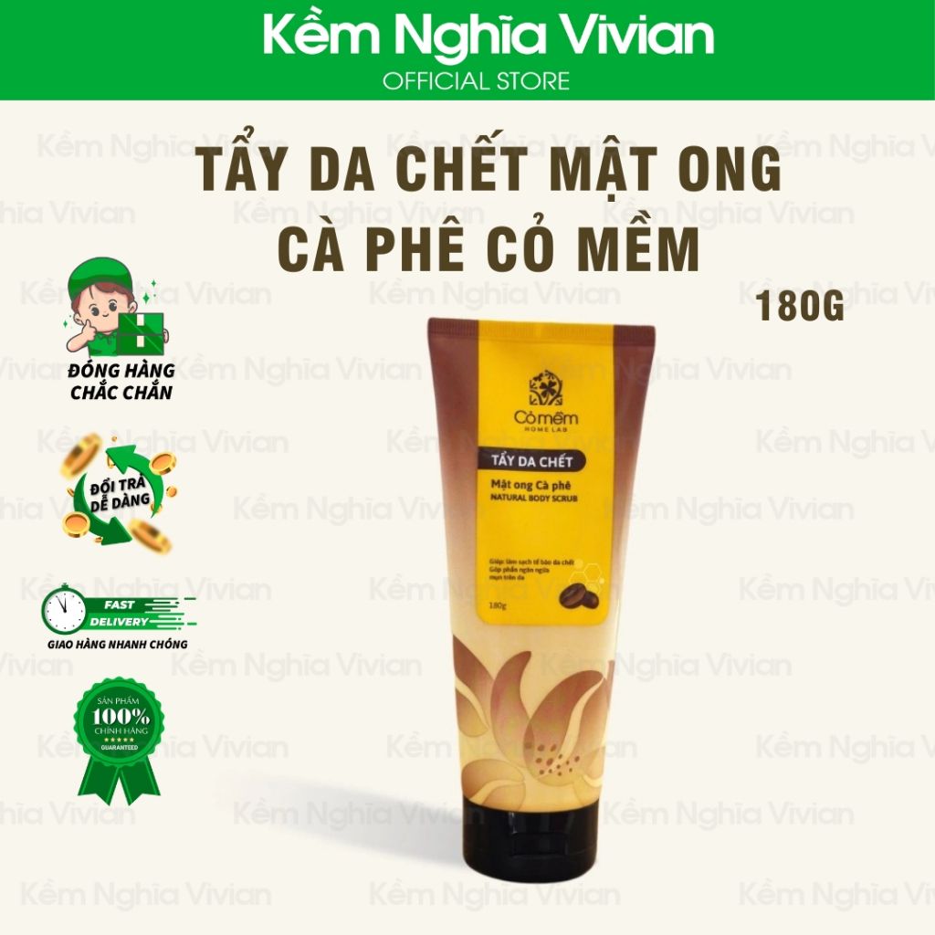  Tẩy da chết Mật Ong Cà phê Cỏ Mềm 180g 