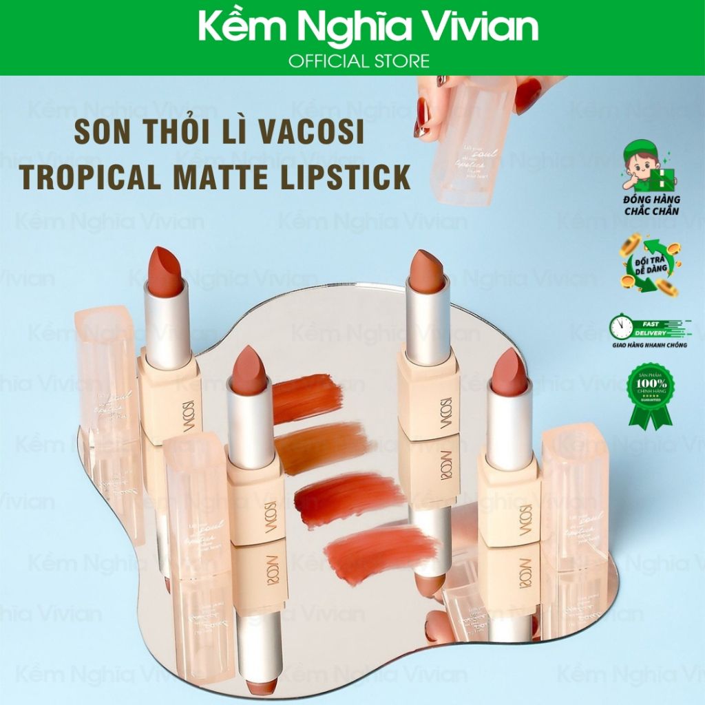  Son lì dạng thỏi Vacosi Tropical Matte Lipstick (#T1 - #T5) 