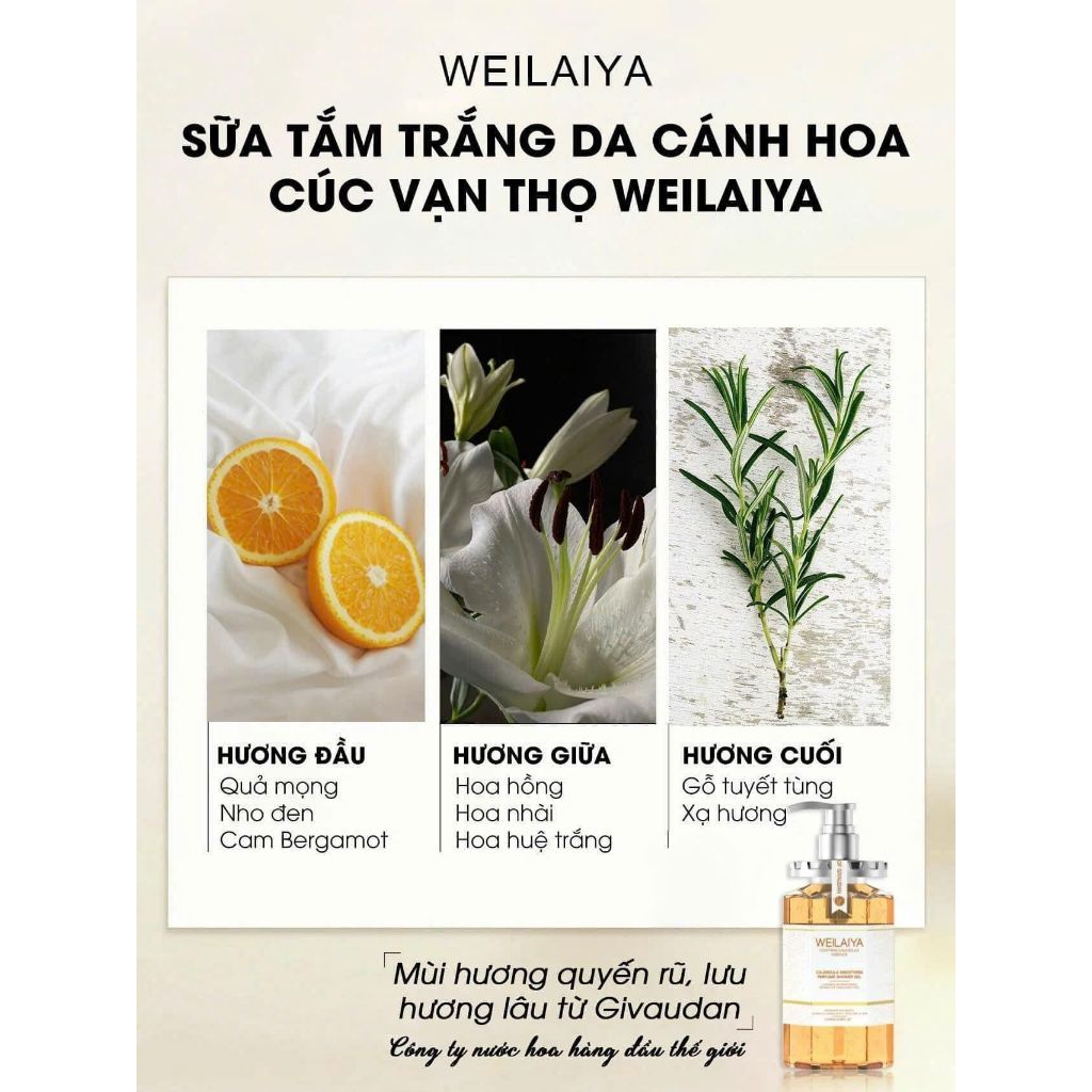  Sữa Tắm Trắng Da Cánh Hoa Cúc Weilaiya 450ml 