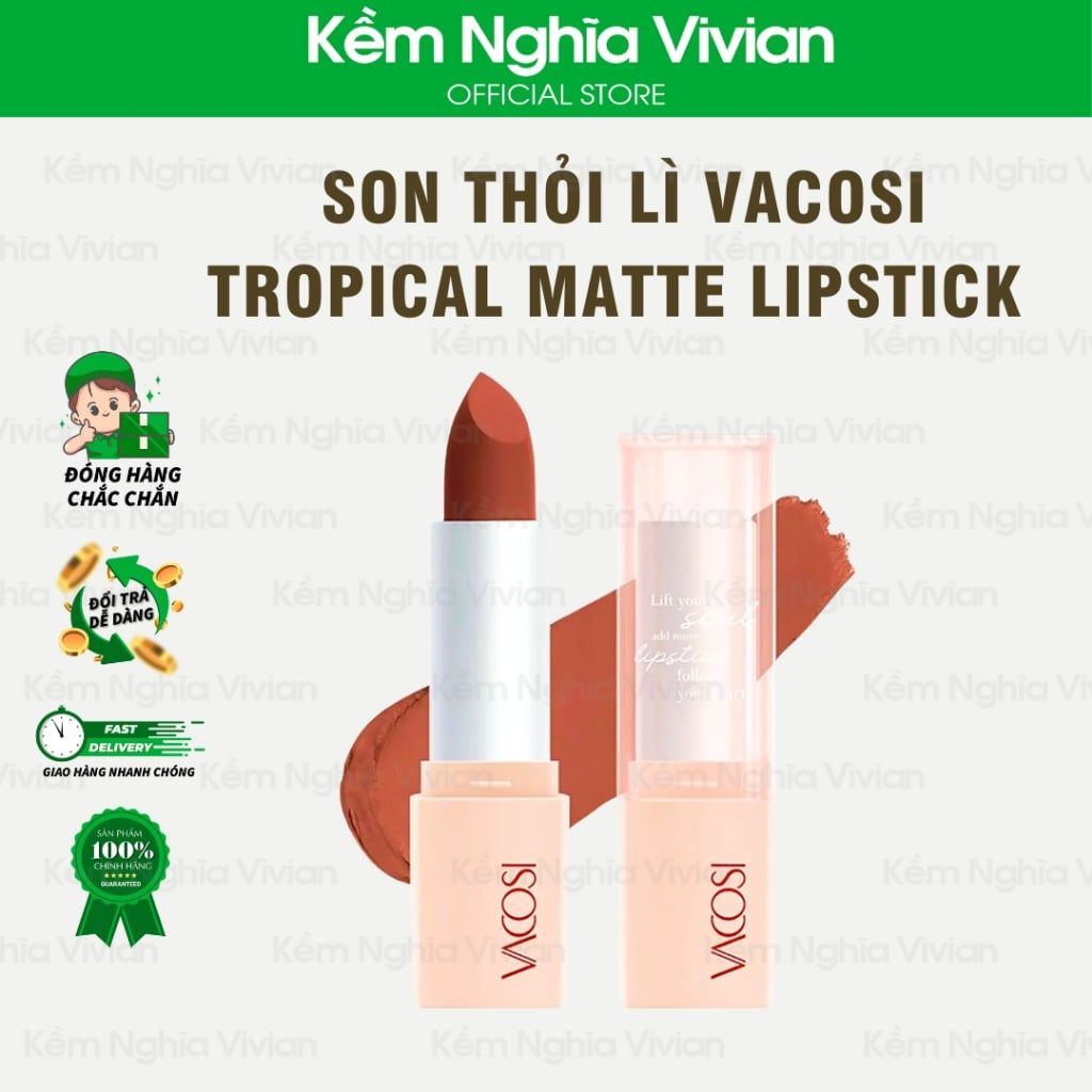  Son lì dạng thỏi Vacosi Tropical Matte Lipstick (#T1 - #T5) 