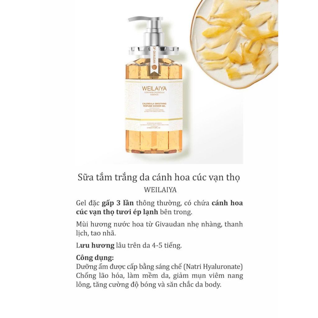  Sữa Tắm Trắng Da Cánh Hoa Cúc Weilaiya 450ml 