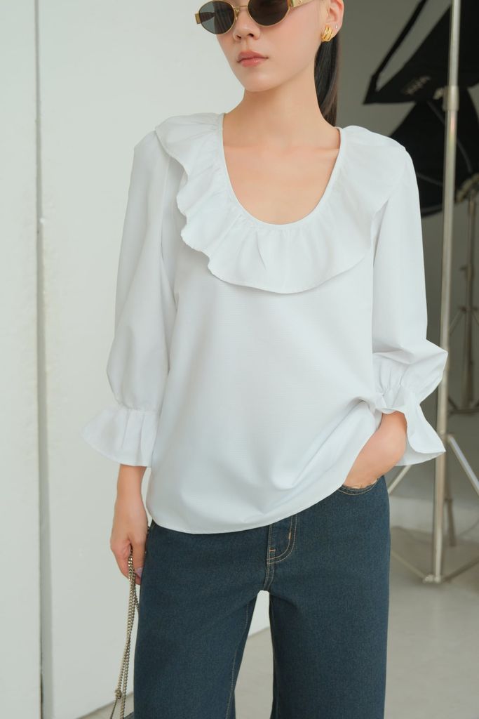  Áo Kiểu Cổ Bèo Trơn FAK106 