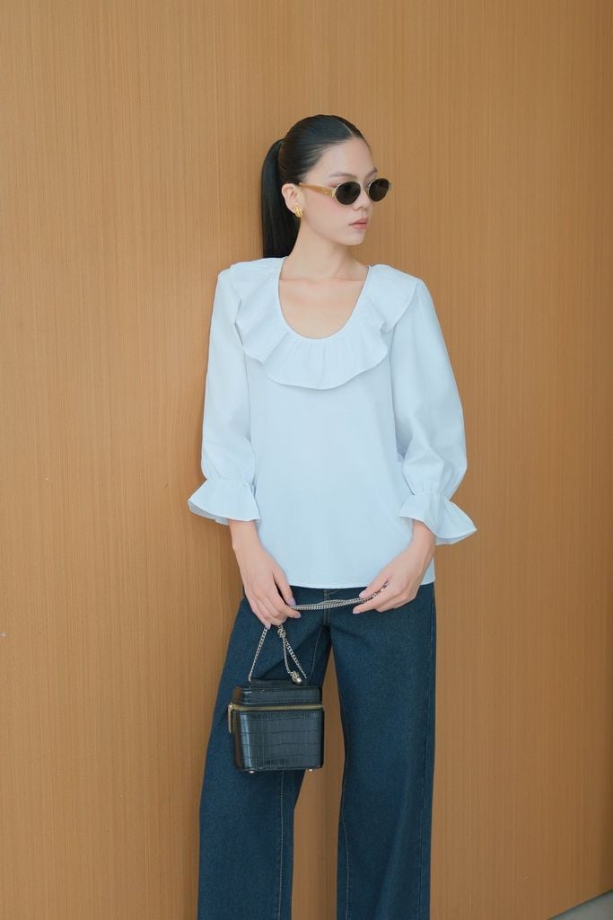  Áo Kiểu Cổ Bèo Trơn FAK106 