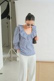  Áo Kiểu Cổ Bèo Sọc FAK105 