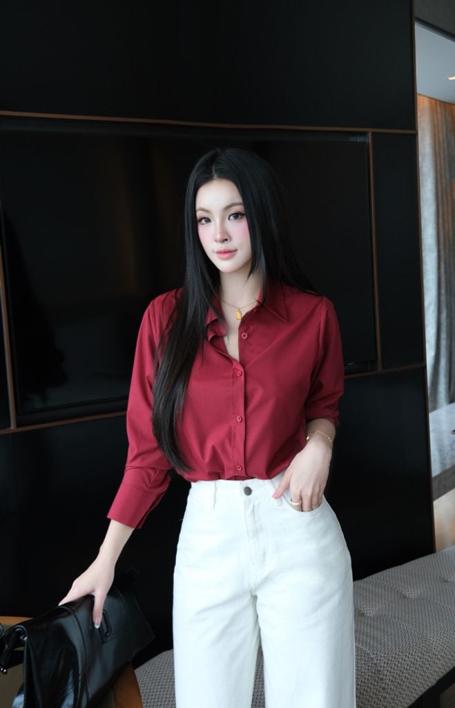 Sơ Mi Trơn Classic FAS383 Đỏ Đô