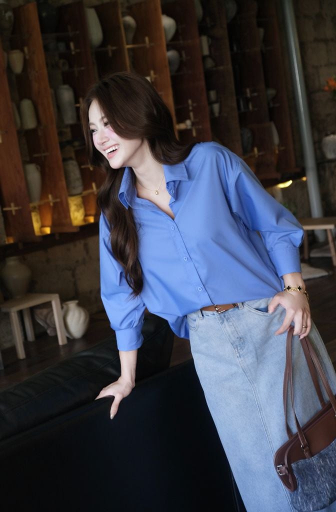  Áo Sơ Mi Trơn Oversize FAS375 