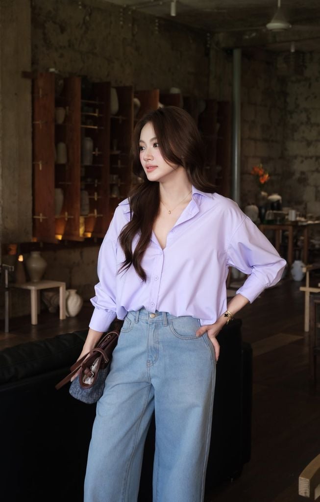 Sơ Mi Trơn Oversize FAS293 Vàng Pastel