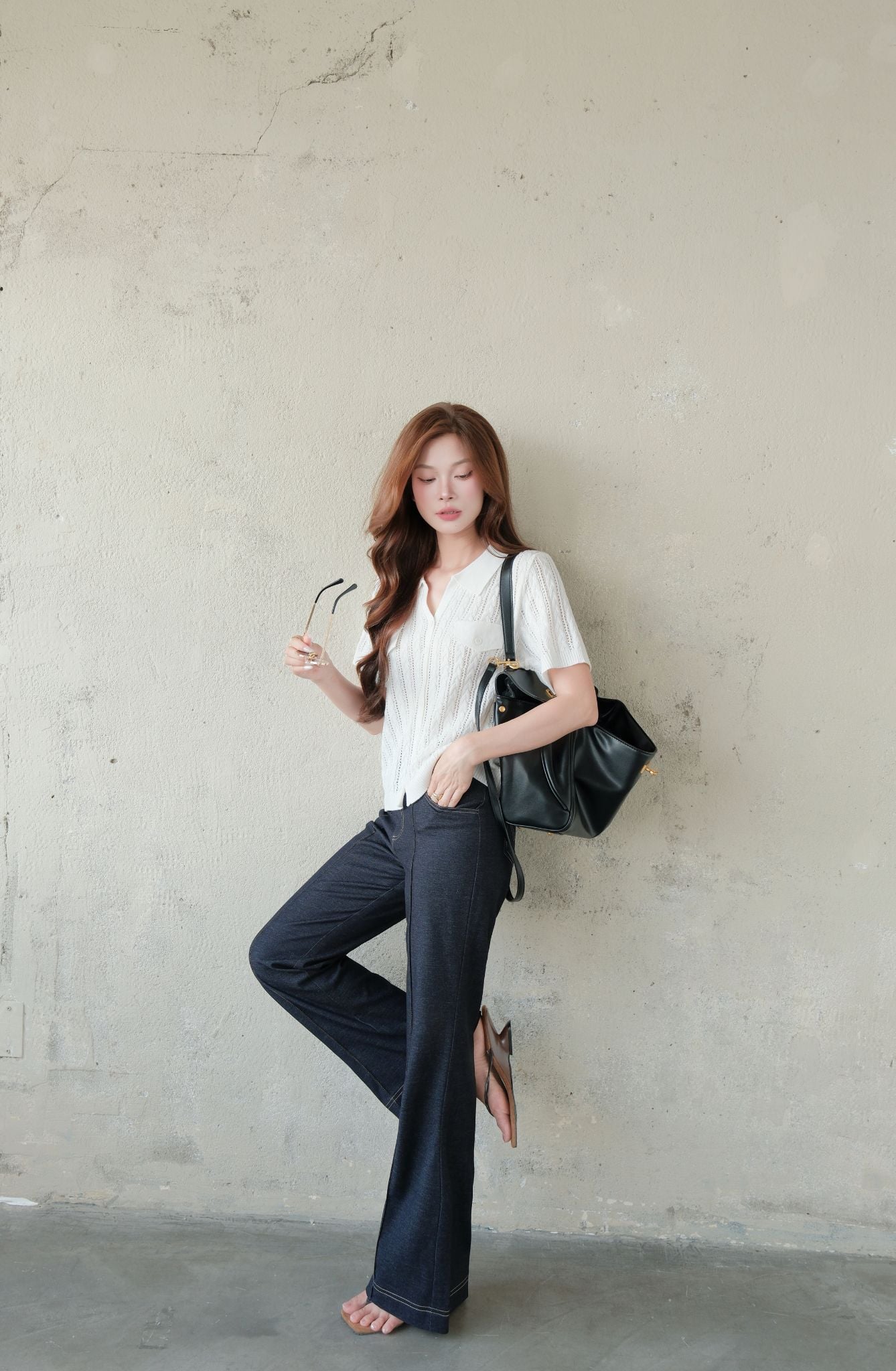  Quần Denim Dài Ly Giữa FQJ072 