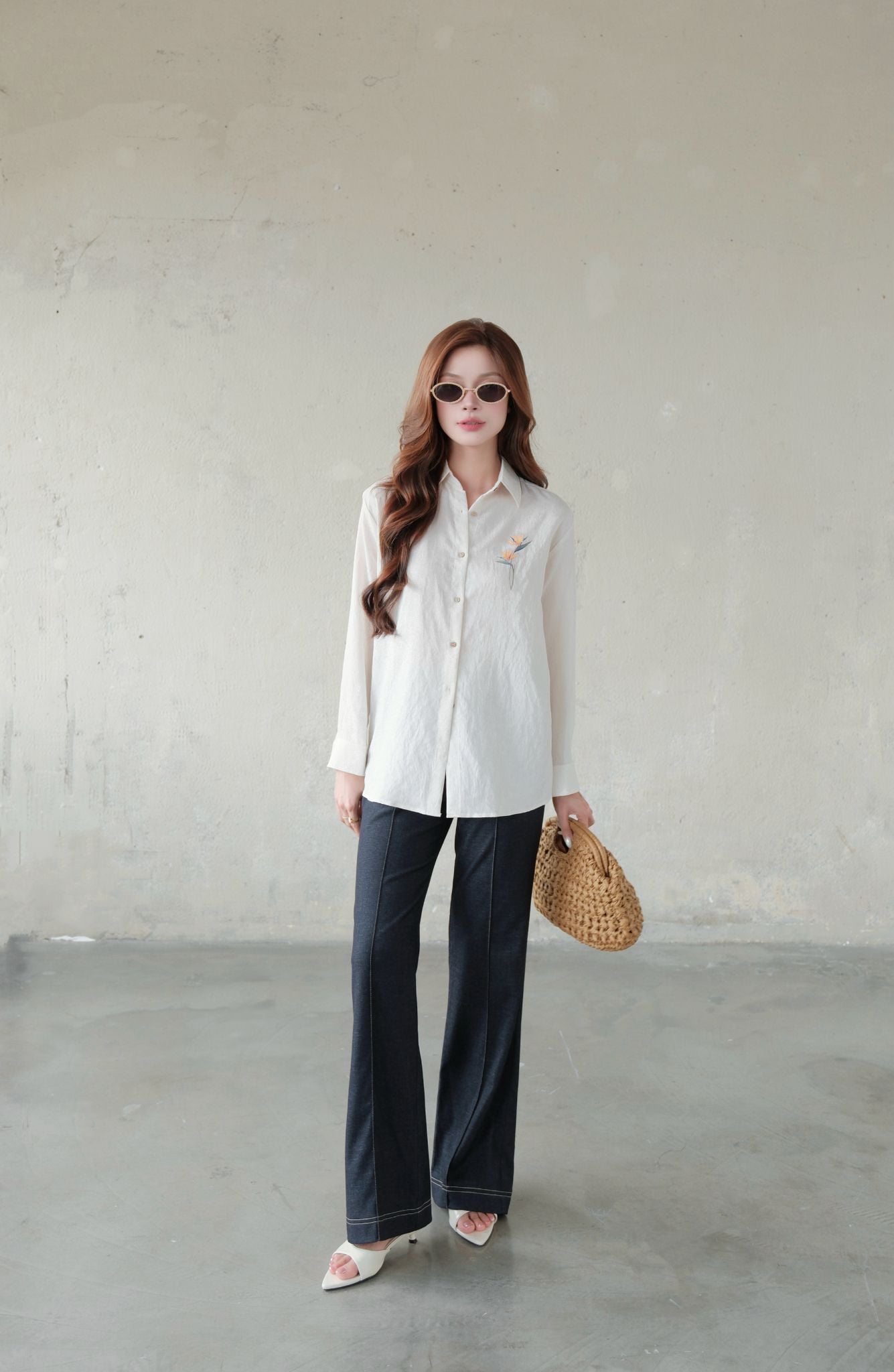  Quần Denim Dài Ly Giữa FQJ072 