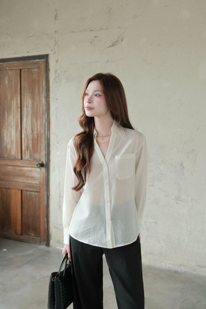  Áo Sơ Mi Cổ V Có Túi FAS403 