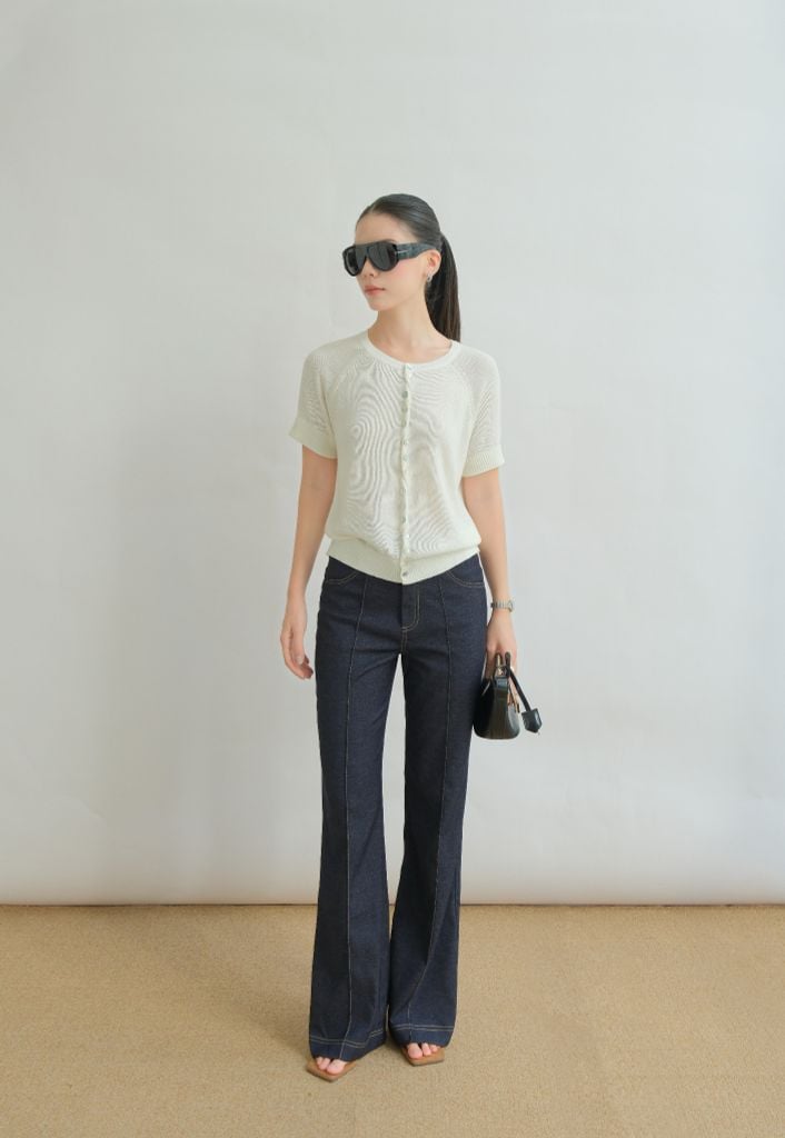  Quần Denim Dài Ly Giữa FQJ072 