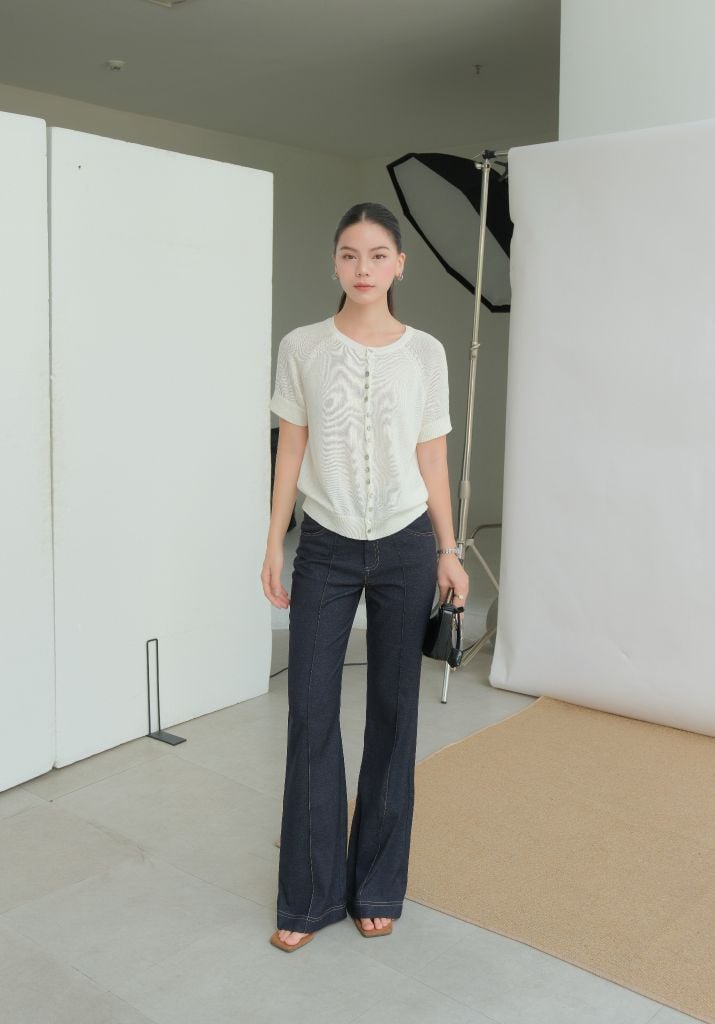  Quần Denim Dài Ly Giữa FQJ072 
