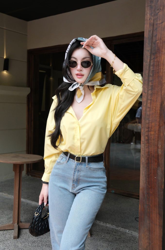 Sơ Mi Trơn Oversize FAS293 Vàng Pastel