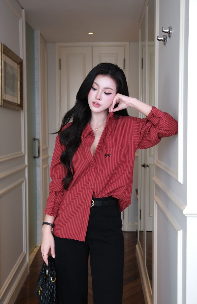  Áo Sơ Mi Form Rộng Nơ FAS384 