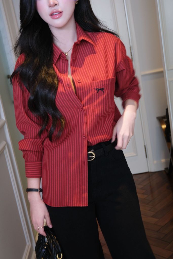  Áo Sơ Mi Form Rộng Nơ FAS384 