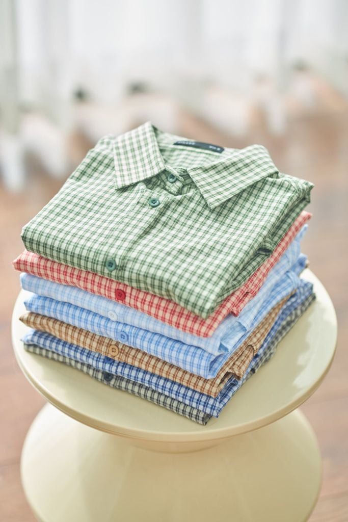 Sơ Mi Form Rộng FAS390 Caro Xanh Baby