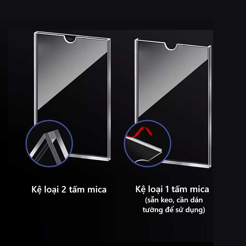  Khung Ảnh Khay Để Tài Liệu Dán Tường Hoặc Để Bàn Trong Suốt (Mica Cao Cấp, Có Keo Sẵn, Đủ Cỡ A6-A3) Mica EPeBen 