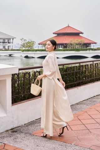 Áo Gấm Hạc Be và quần