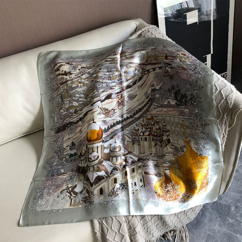 Khăn lụa tơ tằm họa tiết 90x90cm BASELE1140