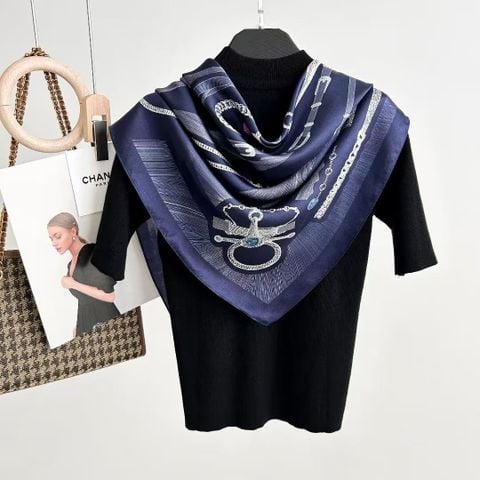 Khăn lụa tơ tằm họa tiết 90x90cm BASELE1145