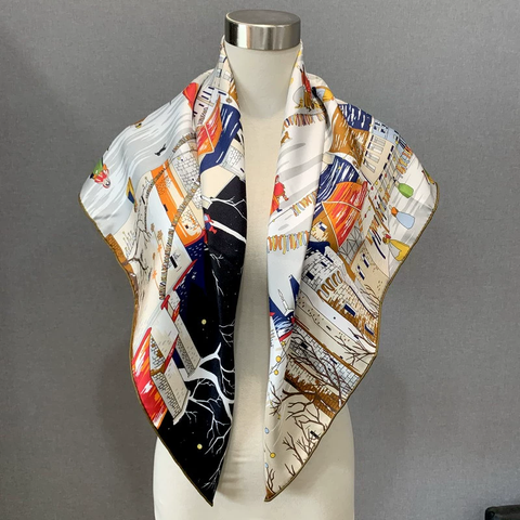 Khăn lụa tơ tằm họa tiết 90x90cm BASELE1147