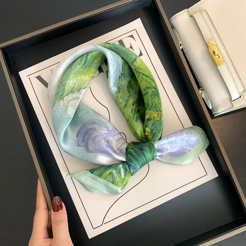 Khăn lụa tơ tằm họa tiết 53x53cm BASELE1093