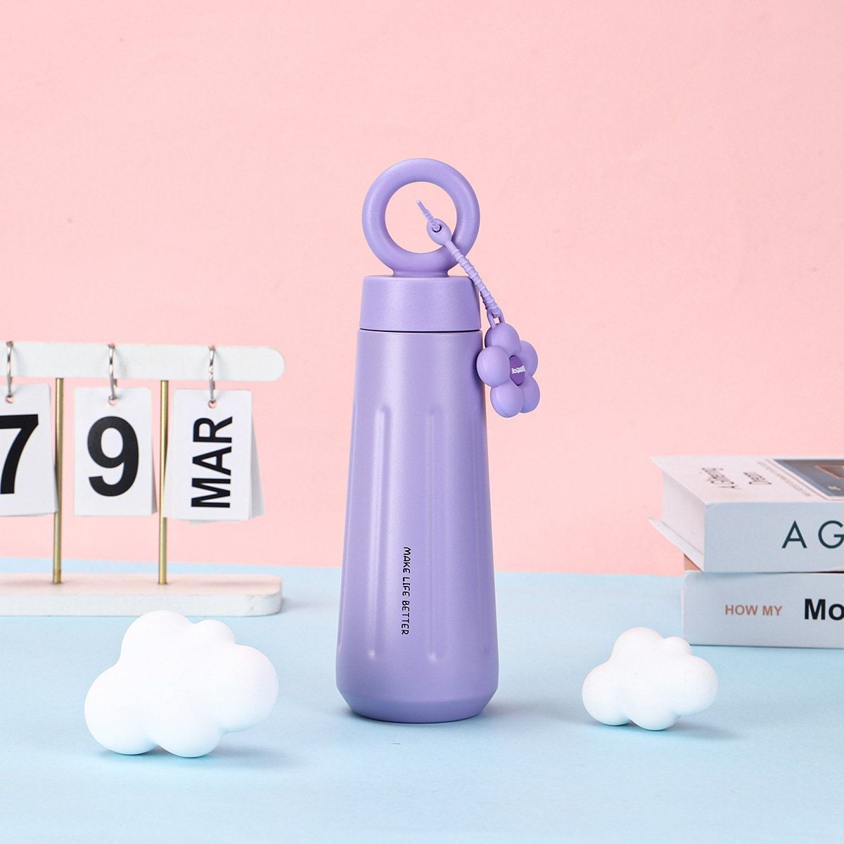 VERCHINI - Bình nước giữ nhiệt Inox 316 họa tiết cánh hoa