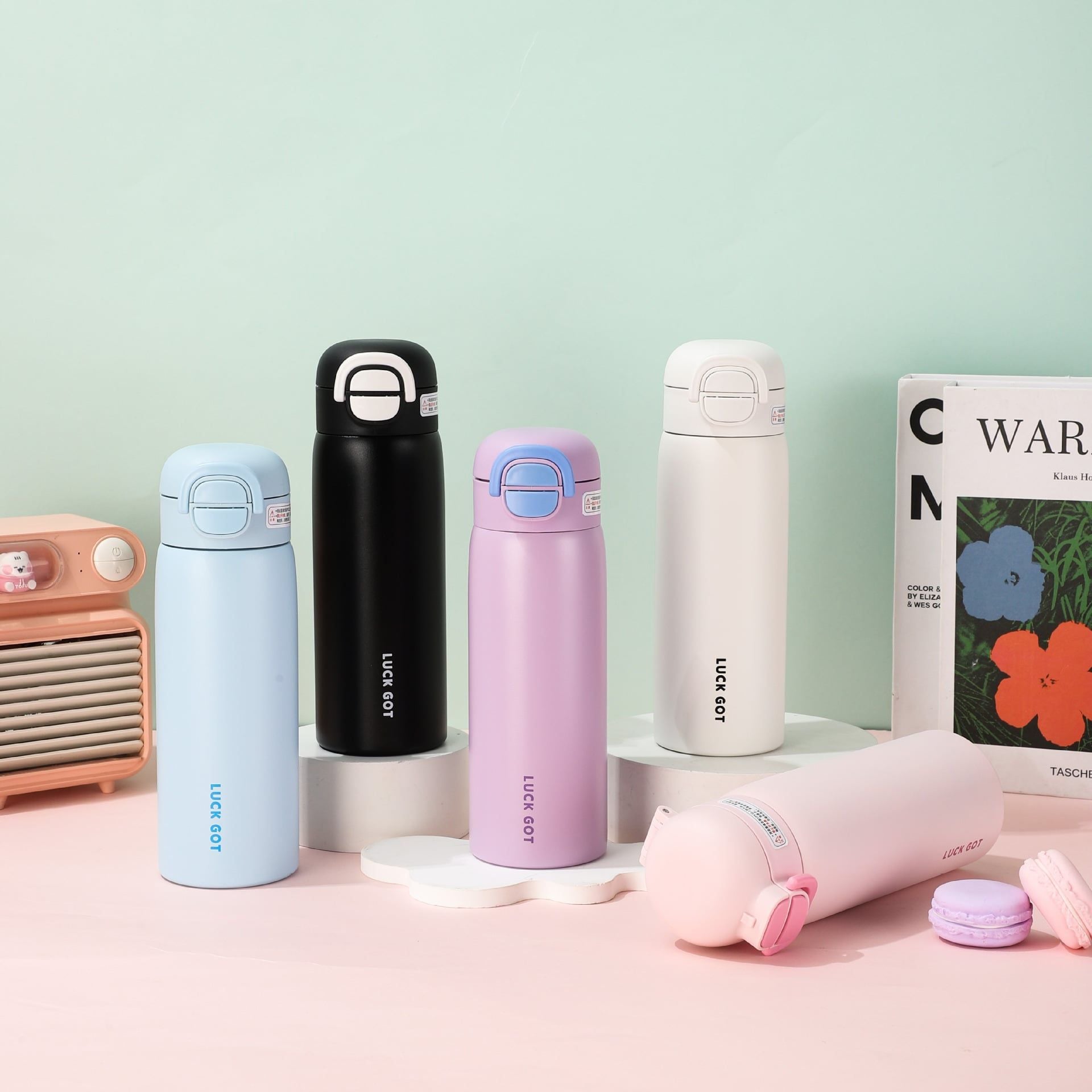 VERCHINI - Bình nước giữ nhiệt Inox 316 phối màu trơn phong cách