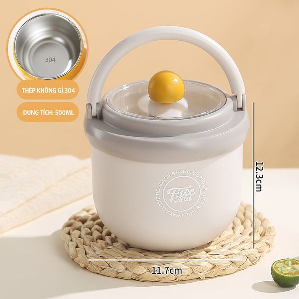 VERCHINI - Cốc súp có nắp thìa inox 304