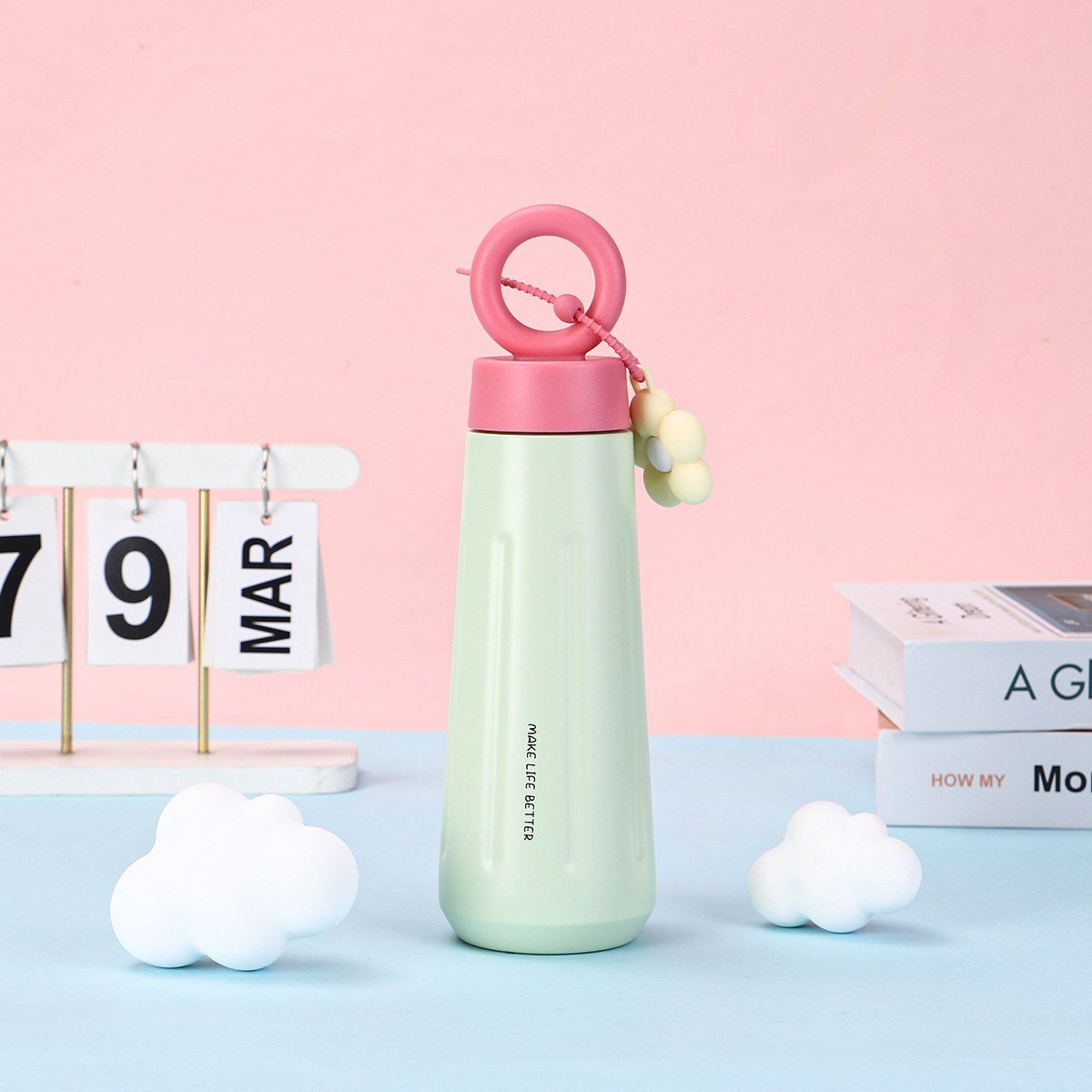 VERCHINI - Bình nước giữ nhiệt Inox 316 họa tiết cánh hoa