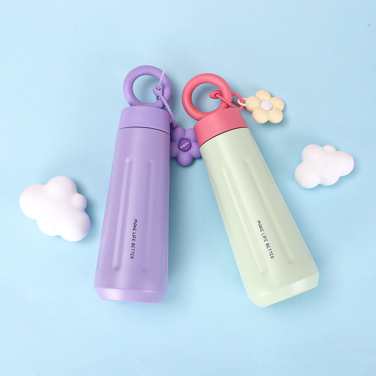 VERCHINI - Bình nước giữ nhiệt Inox 316 họa tiết cánh hoa